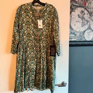 Tuckernuck Royal Shirtdress, Sage Deco Damask, XXXL